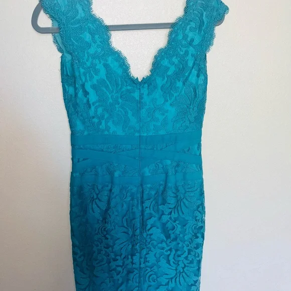 Tadashi Shoji turquoise lace dress formal - Picture 4 of 5